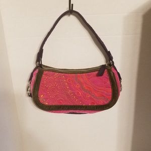 BCB Velveteen Embroidered Baguette Small Shoulder Bag